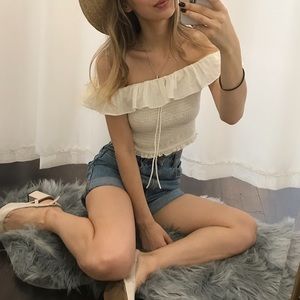 Zara Off shoulder white top